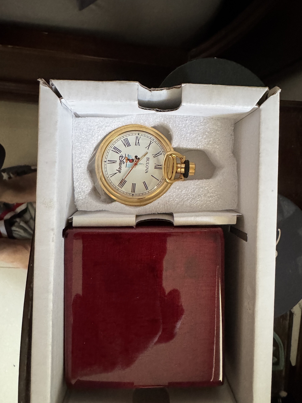 Bulova Gold Pocket Watch with White Dial Mickey